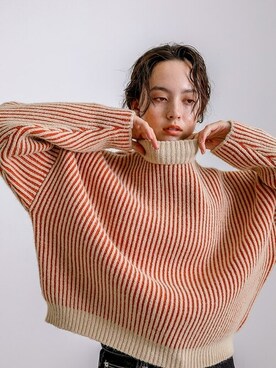 「ストライプニット」｜SELECT MOCAさん（レディース・172cm）の秋コーディネート