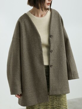 「select MOCA（セレクトモカ）のアイテム（ノーカラーコート）」を使った、SELECT MOCAさん（レディース・163cm）の秋コーディネート