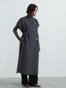 「select MOCA（セレクトモカ）のオーバーサイズロングベスト（ベスト）」を使った、SELECT MOCAさん（レディース・163cm）の秋コーディネート