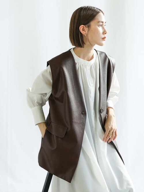 フェイクレザージャケットベスト（ベスト）｜select MOCA