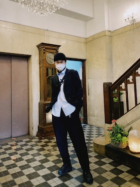 「N.HOOLYWOOD」｜「アイテム（スラックス）」を使った、takahiroさん（メンズ・177cm）の冬コーディネート