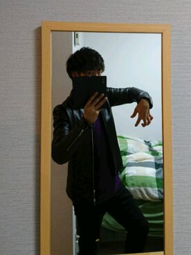 「wearhalloween2017」｜「アイテム（ライダースジャケット）」を使った、ゆーせーさん（メンズ・162cm）の秋コーディネート