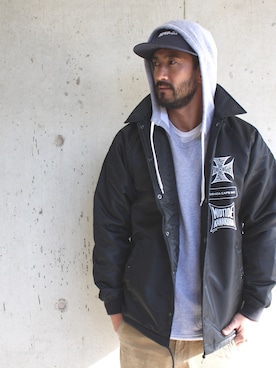 「アイテム（ナイロンジャケット）」を使った、MIDTIDEkamakuraさん（メンズ・170cm）の冬コーディネート