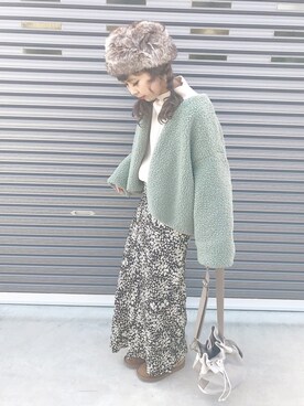 「Another Edition（アナザーエディション）のアイテム（ノーカラージャケット）」を使った、CHiiiさん（レディース・163cm）の冬コーディネート
