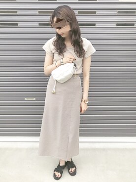 「テレコTシャツ」｜CHiiiさん（レディース・163cm）の夏コーディネート