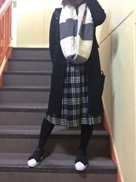 「BLEU FORET（ブルーフォレ）のアイテム（レッグウェア）」を使った、りさん（レディース・165cm）の冬コーディネート