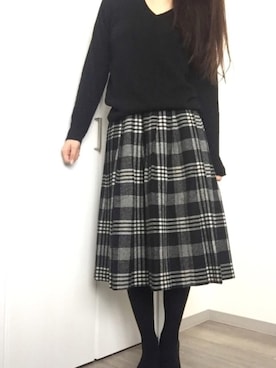 「BLEU FORET（ブルーフォレ）のアイテム（レッグウェア）」を使った、りさん（レディース・165cm）の冬コーディネート