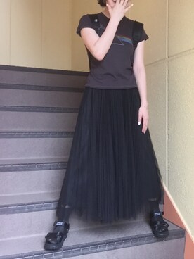 「JUNK FOOD（ジャンクフード）のアイテム」を使った、りさん（レディース・165cm）の夏コーディネート