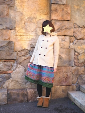 「DANTON（ダントン）のアイテム（ダッフルコート）」を使った、satiさん（レディース・159cm）の冬コーディネート