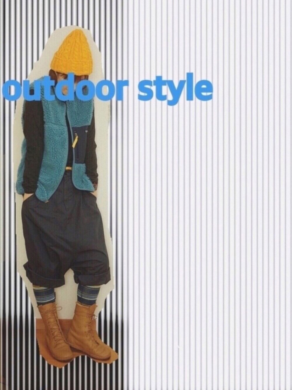 「アウトドアスタイル、シンプル、レトロX、patagonia、パタゴニア、koos、ニット帽、春コーデ、WEAR昭和部」｜「patagoniaのアイテム（ベスト、ブルー系）」を使った、rich childさん（レディース・170cm）の冬コーディネートの1枚目の写真