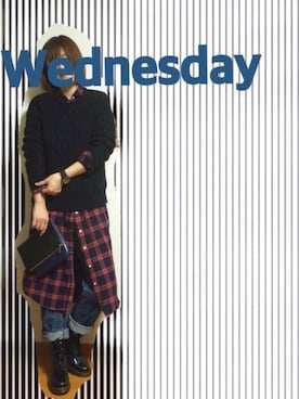 「WEAR昭和部」｜「アイテム（シャツワンピース）」を使った、rich childさん（レディース・170cm）の冬コーディネート