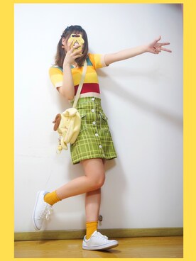 「Daddy Oh Daddy（ダディーオーダディー）のアイテム（トップス）」を使った、阿浮さん（レディース・162cm）の夏コーディネート