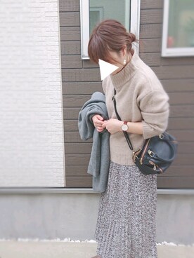 「GLOBAL WORK（グローバルワーク）のマシュマロタッチスタンドプルオーバー/834499（ニット/セーター）」を使った、y + aさん（レディース・160cm）の冬コーディネート