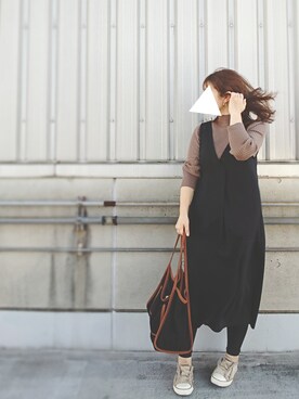 「SENSE OF PLACE by URBAN RESEARCH（センスオブプレイスバイアーバンリサーチ）のストレッチリブハイネックセーター（ニット/セーター）」を使った、y + aさん（レディース・160cm）の冬コーディネート