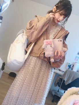 「NICE CLAUP（ナイスクラップ）のアイテム（ブルゾン）」を使った、Akoさん（レディース・165cm）の秋コーディネート