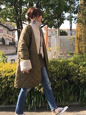 「キルティングコート」｜「アイテム（その他アウター）」を使った、ＫＲさん（レディース・159cm）の冬コーディネート