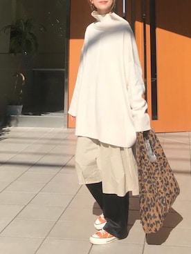 「ゆるニット」｜「アイテム（シャツワンピース）」を使った、ＫＲさん（レディース・159cm）の秋コーディネート