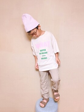 「BIRKENSTOCK（ビルケンシュトック）のBIRKENSTOCK NEW  YORK　　GK087783（サンダル）」を使った、kさん（キッズ・120cm）の夏コーディネート