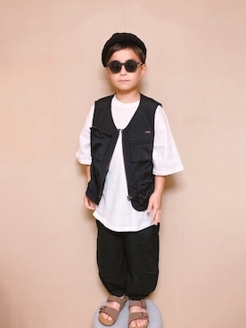 「BIRKENSTOCK（ビルケンシュトック）のBIRKENSTOCK NEW  YORK　　GK087783（サンダル）」を使った、kさん（キッズ・120cm）の夏コーディネート