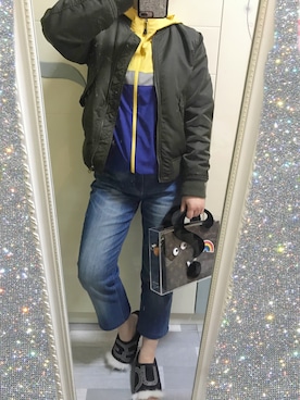「UNIQLO（ユニクロ）のアイテム（スタジャン）」を使った、Annabelle_非非さん（レディース・155cm）の春コーディネート