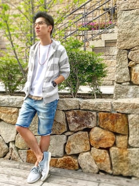 「アイテム（パーカー）」を使った、Matsuokaさん（メンズ・171cm・30代）の春コーディネート