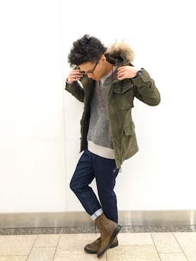 「VOGUISH（ヴォーギッシュ）のアイテム（ブーツ）」を使った、Matsuokaさん（メンズ・172cm）の秋コーディネート