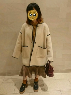 「パイピングコート」｜「アイテム（その他シューズ）」を使った、m i oさん（レディース・153cm）の秋コーディネート