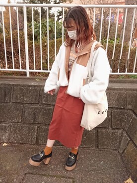 「coen」｜「アイテム（その他シューズ）」を使った、m i oさん（レディース・153cm）の冬コーディネート