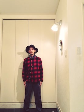 「KIJIMA TAKAYUKI（キジマ　タカユキ）のアイテム（ハット、ブラック系）」を使った、RYOさん（メンズ・173cm）の冬コーディネート