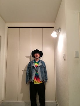 「Needles（ニードルス）のアイテム（ハット、ブラック系）」を使った、RYOさん（メンズ・173cm）の冬コーディネート