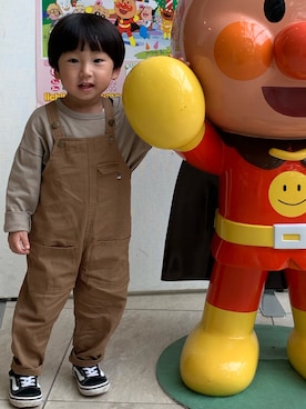 「秋のカフェオレコーデ」｜「アイテム（オールインワン・サロペット）」を使った、kakeriko418さん（キッズ・130cm）の秋コーディネート