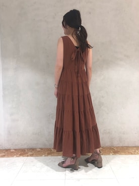 「アースカラー」｜「アイテム（ワンピース/ドレス）」を使った、narumi matsuokaさん（レディース・155cm）の夏コーディネート