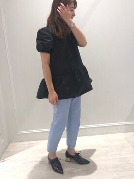 「RANDA（ランダ）のアイテム（ドレスシューズ、ブラック系）」を使った、narumi matsuokaさん（レディース・155cm）の秋コーディネート