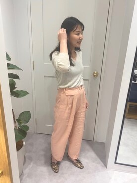 「RANDA（ランダ）のレースアップスクエアトゥフラットパンプス（パンプス、その他）」を使った、narumi matsuokaさん（レディース・155cm）の秋コーディネート