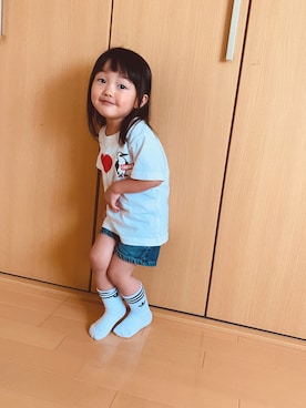 「CHUMS（チャムス）のアイテム（トップス）」を使った、saku☺︎さん（キッズ・90cm）の夏コーディネート