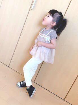 「present（プレゼント）のアイテム（トップス）」を使った、saku☺︎さん（キッズ・90cm）の夏コーディネート