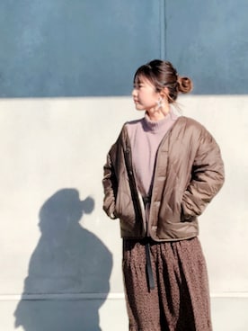 「DISCOAT（ディスコート）のアイテム（ブルゾン）」を使った、yuyuさん（レディース・157cm）の秋コーディネート