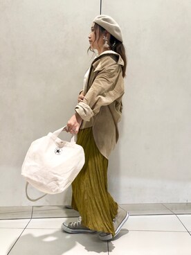 「DISCOAT（ディスコート）のアイテム（ミリタリージャケット）」を使った、yuyuさん（レディース・157cm）の秋コーディネート