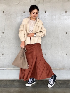 「Lee（リー）のアイテム（シャツ/ブラウス）」を使った、yuyuさん（レディース・157cm）の秋コーディネート