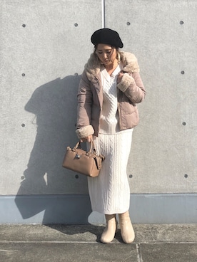 「DISCOAT（ディスコート）のアイテム（ブーツ）」を使った、yuyuさん（レディース・157cm）の冬コーディネート