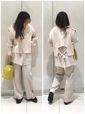 「DISCOAT（ディスコート）のバレーシューズ（バレエシューズ）」を使った、yuyuさん（レディース・157cm）の冬コーディネート