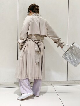 「DISCOAT（ディスコート）のアイテム（トレンチコート）」を使った、yuyuさん（レディース・157cm）の春コーディネート