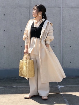 「シースルー」｜「アイテム（マウンテンパーカー）」を使った、yuyuさん（レディース・157cm）の春コーディネート