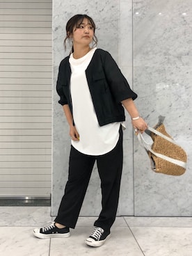 「DISCOAT（ディスコート）のアイテム（ブルゾン）」を使った、yuyuさん（レディース・157cm）の春コーディネート