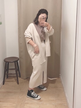 「DISCOAT（ディスコート）のアイテム（ノーカラージャケット）」を使った、yuyuさん（レディース・157cm）の秋コーディネート