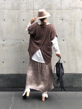 「DISCOAT（ディスコート）のアイテム（ブーツ）」を使った、yuyuさん（レディース・157cm）の秋コーディネート