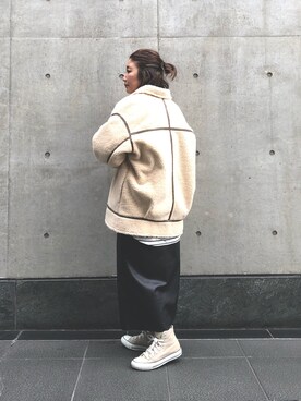 「DISCOAT（ディスコート）のアイテム（その他アウター）」を使った、yuyuさん（レディース・157cm）の冬コーディネート