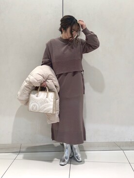 「DISCOAT（ディスコート）のアイテム（ジャケット/アウター）」を使った、yuyuさん（レディース・157cm）の冬コーディネート