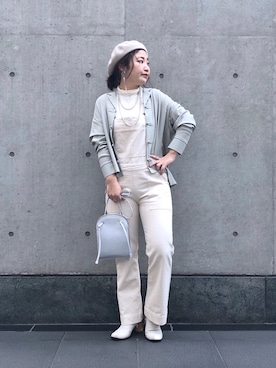 「チャイナシャツ」｜「アイテム（オールインワン・サロペット）」を使った、yuyuさん（レディース・157cm）の冬コーディネート