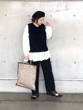 「シースルー」｜「アイテム（ハンチング/ベレー帽）」を使った、yuyuさん（レディース・157cm）の春コーディネート